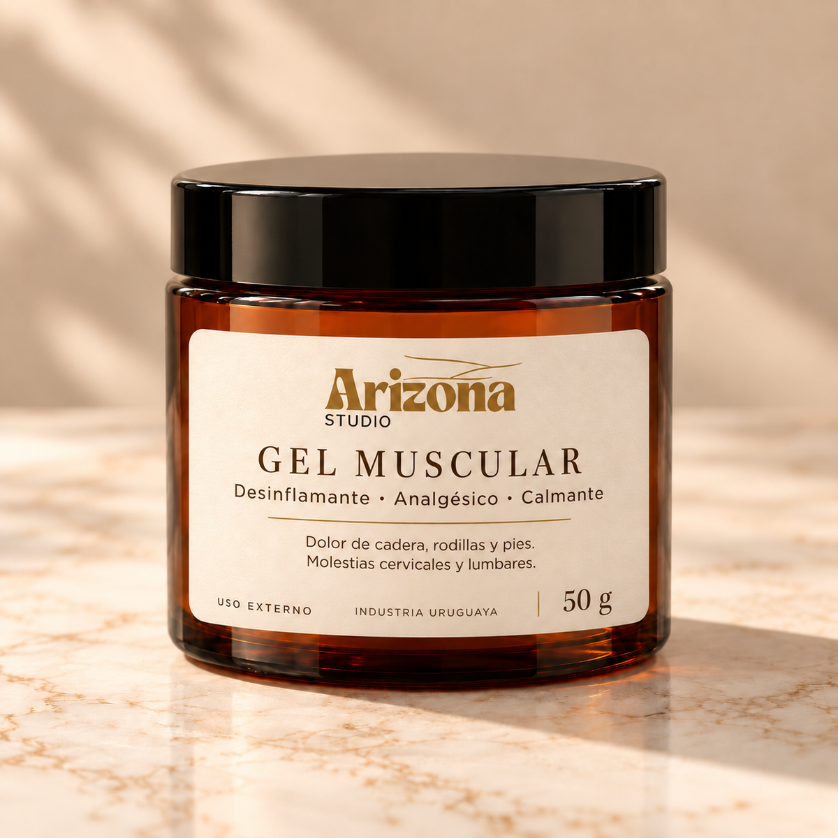 Gel Muscular Arizona 50 g en frasco de vidrio ámbar